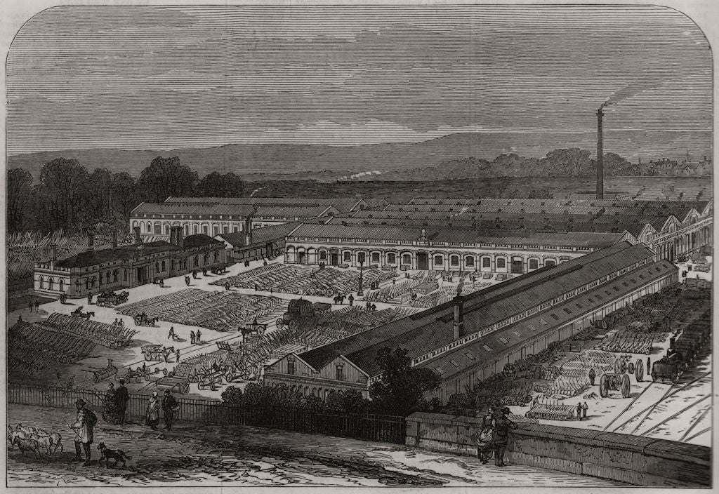 Britannia Ironworks & Agricultural Implement Manufactory, Bedford 1874 print